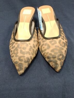 Leopard-Print Pointed Mule Slip-Ons - Brown